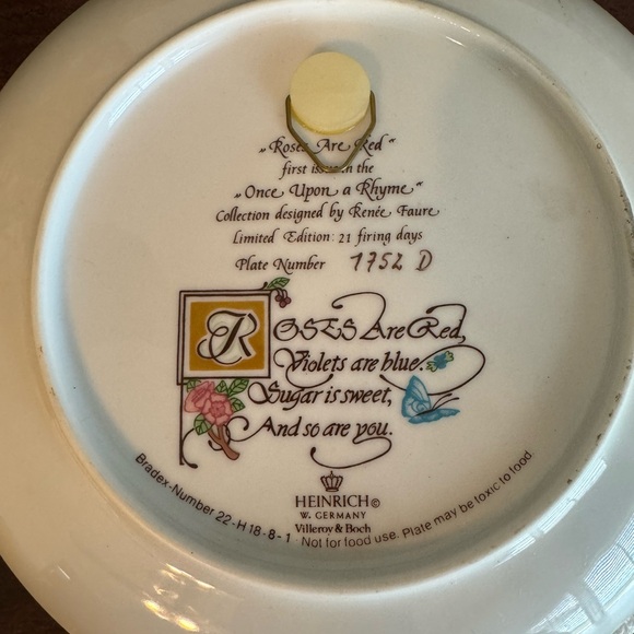 VNTG GERMANY HEINRICH PLATE “ONCE UPON A RHYME” #1752D - Picture 3 of 5